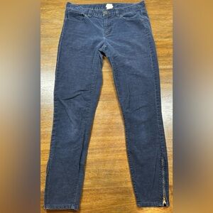 J. Crew Women’s Size 27 Blue Skinny W/Side Zippers Toothpick Corduroy Jeans